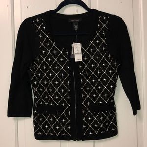 WhiteHouseBlackMarket beaded black cardigan XS